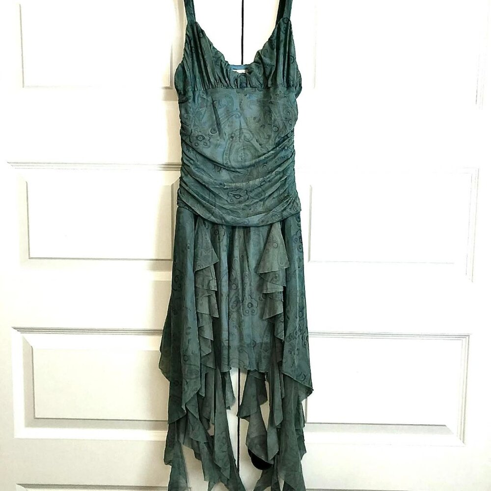KIMCHI BLUE x Urban Outfitters Ilana Blue Ethereal Mesh Drapey Mini Dress S - Picture 8 of 12